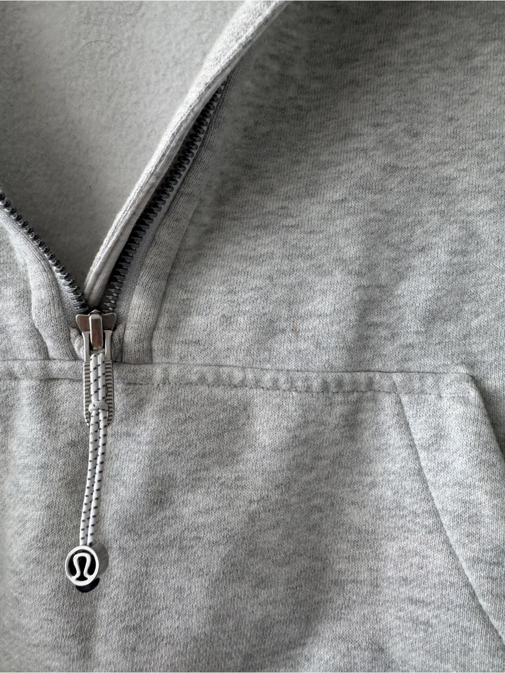 Lululemon Light Gray Cropped Half-Zip Hoodie